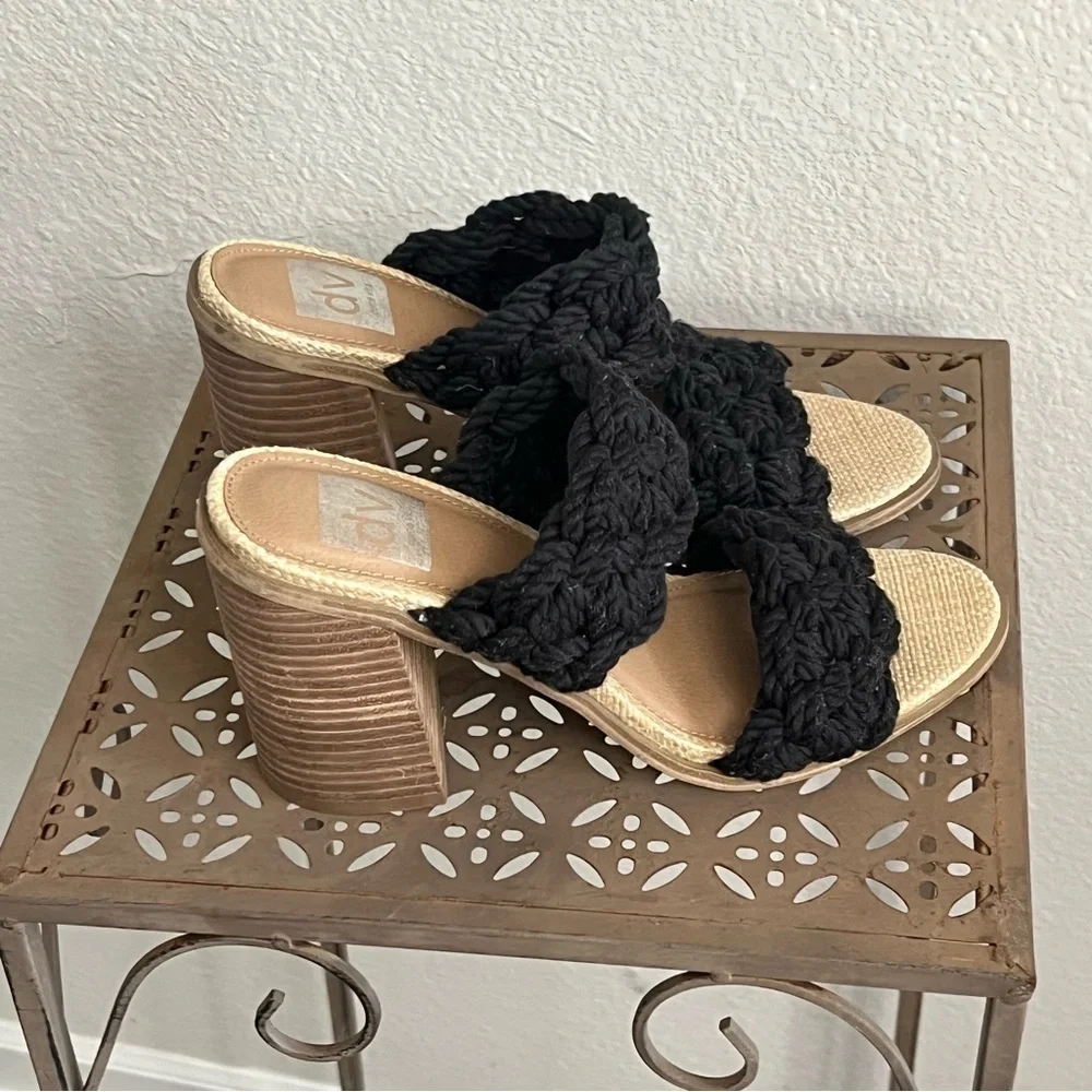 DV Dolce Vita Women's Roulette Knit Black Heeled Sandal SZ 7.5 - Picture 5 of 7